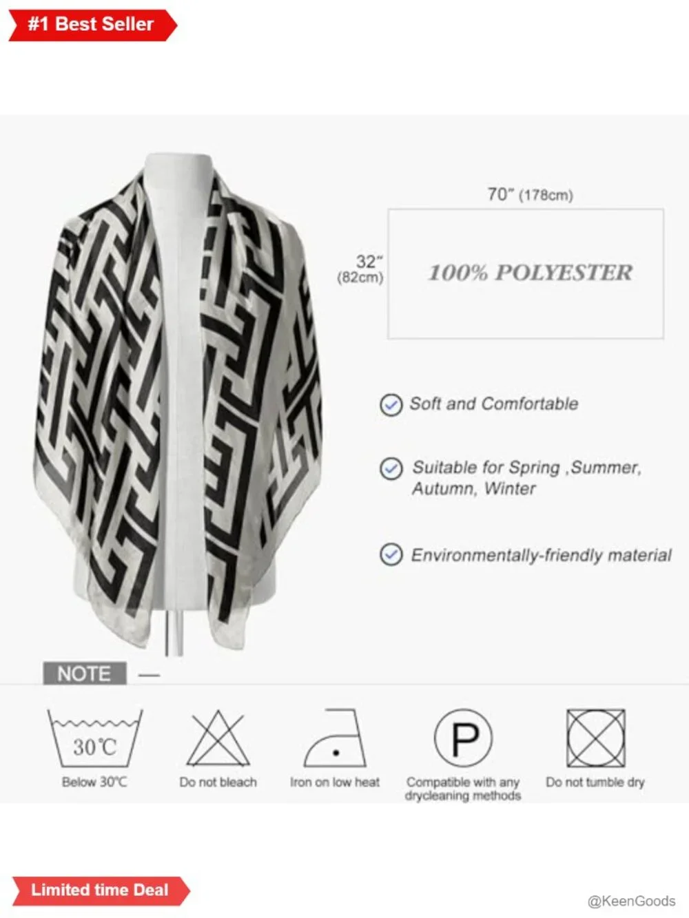 Women's Lightweight Cotton Polyester Blend Scarf Shawl Wrap